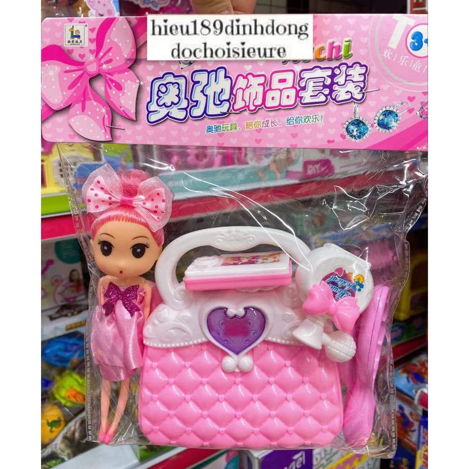 Đồ chơi Túi xách đựng đồ trang điểm kèm búp bê có video ảnh thật (Khách chat chọn màu hoặc shop gửi mài ngẫu nhiên)