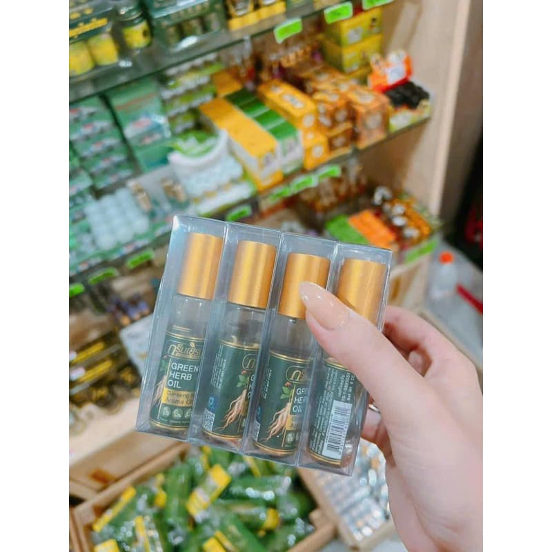 Combo 6 lọ dầu lăn nhân sâm Green herb thái lan 8ml