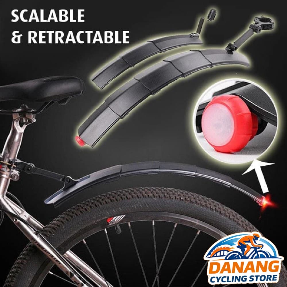 Dè Chắn Bùn Xe Đạp Loại Rút – Có Đèn Sau LED