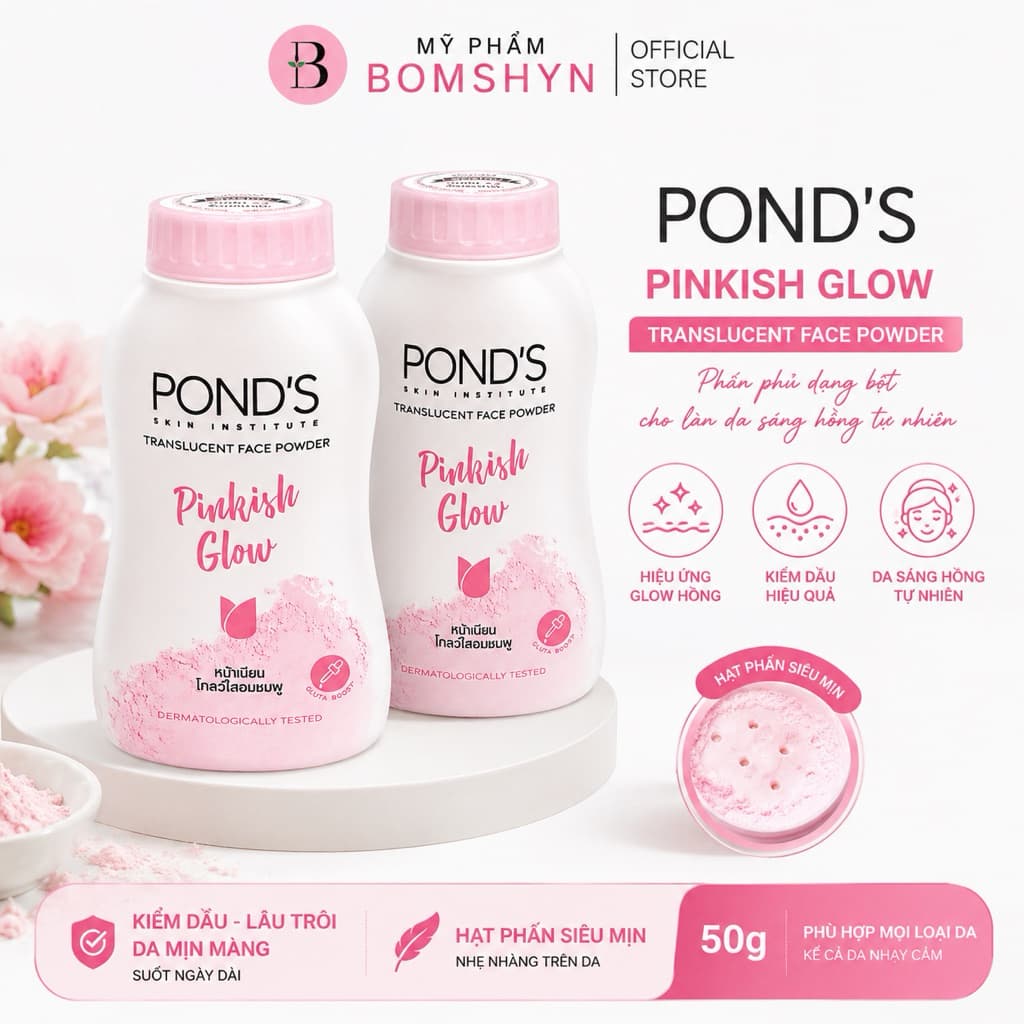 Phấn phủ ponds hồng baby kiểm soát dầu nhờn Thái lan chính hãng