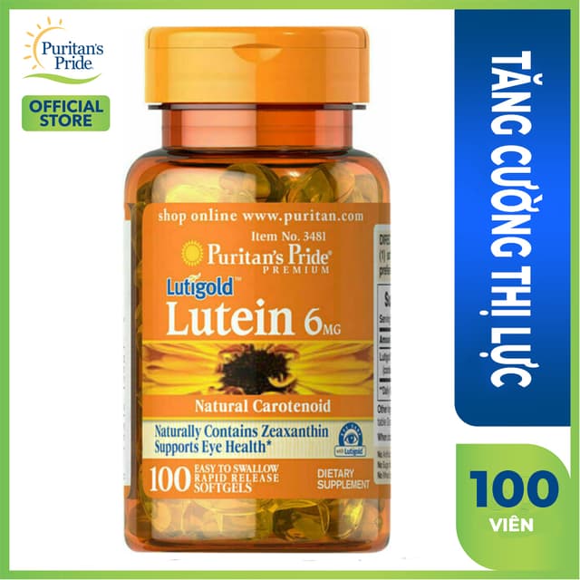 Viên uống bổ mắt giúp mắt sáng chống mỏi mắt tăng cường thị lực Lutein 6mg 100 viên Puritans Pride