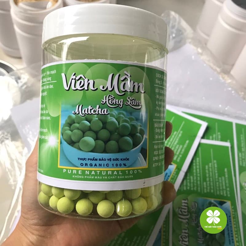1 hũ 500gram Viên Mầm đậu nành hồng sâm Matcha - tăng vòng 1 đẹp da (có giấy chứng nhận vệ sinh an toàn thực phẩm) TD937