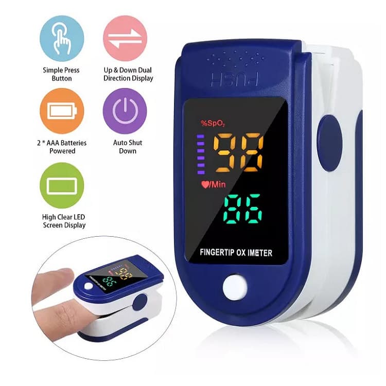 Máy Đo Nhịp Tim Đo Nồng Độ Oxy Trong Máu Màn Hình Màu Tiện Lợi Nhỏ Gọn Tặng Kèm 2 Pin AAA