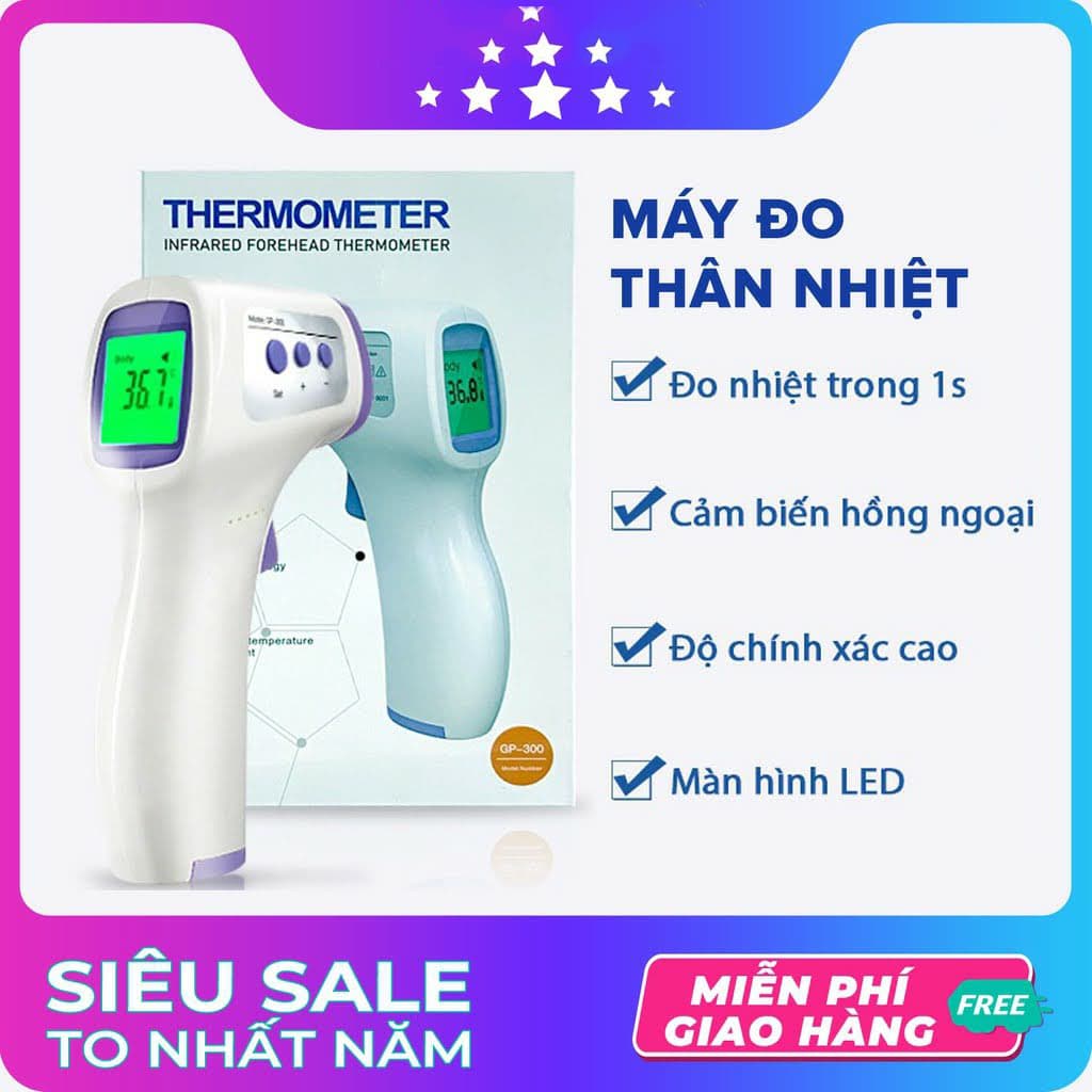 Nhiệt kế Hồng ngoại Điện tử Đo thân nhiệt Đo sữa nướcĐo nhiệt độ cảnh báo thông minh [ FULLBOX Tăng Kèm 2 Pin AAA ]